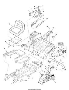 Seat And Seat Deck Group - Evap Compliant Diagram and Parts List for 107250070 (2691088-00)(2012) Briggs and Stratton Lawn Tractor